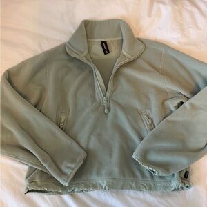 Aritzia Light Green Fleece Zip Up Hoodie